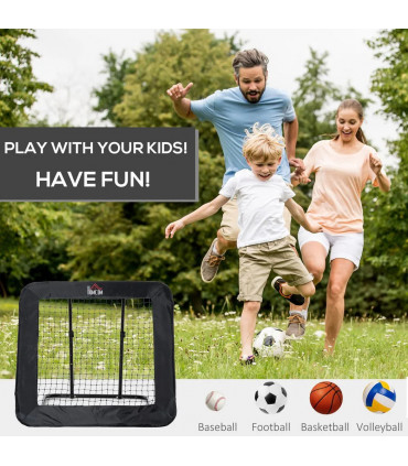 Football Training Net Training Rebounder Net w/ Adjustable Angles - Black