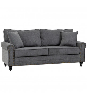 2 Seater Sofas Fabric Sofa with Nailhead Trim Cushions and Throw Pillows Grey