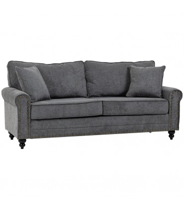 2 Seater Sofas Fabric Sofa with Nailhead Trim Cushions and Throw Pillows Grey