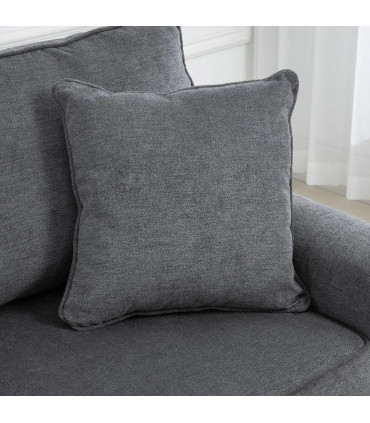 2 Seater Sofas Fabric Sofa with Nailhead Trim Cushions and Throw Pillows Grey