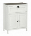 Bathroom Floor Standing Cabinet Storage Organizer w/ Drawer Double Door, White