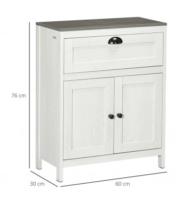 Bathroom Floor Standing Cabinet Storage Organizer w/ Drawer Double Door, White