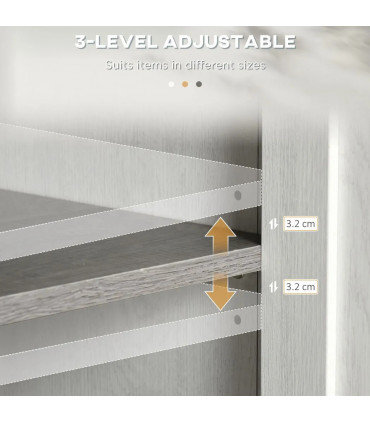 Bathroom Floor Standing Cabinet Storage Organizer w/ Drawer Double Door, White