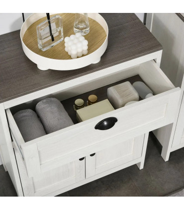 Bathroom Floor Standing Cabinet Storage Organizer w/ Drawer Double Door, White