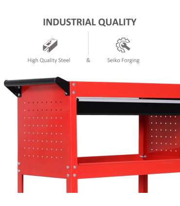 3-tier Tool Trolley Cart Roller Cabinet Storage Box Lockable Casters Red
