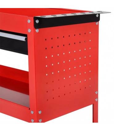 3-tier Tool Trolley Cart Roller Cabinet Storage Box Lockable Casters Red