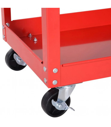 3-tier Tool Trolley Cart Roller Cabinet Storage Box Lockable Casters Red