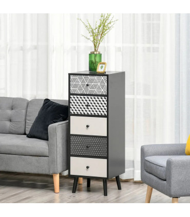 Chest of Drawers, 5 Drawer Dresser, Wooden Storage Cabinet Bedroom, Living Room