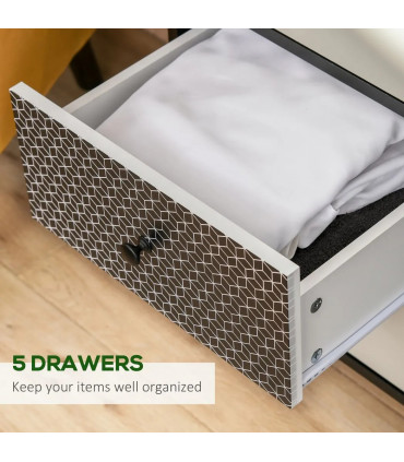 Chest of Drawers, 5 Drawer Dresser, Wooden Storage Cabinet Bedroom, Living Room