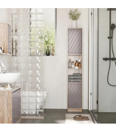 170cm Freestanding Storage Cabinet Slimline Unit w/ 2 Cupboards 2 Compartments