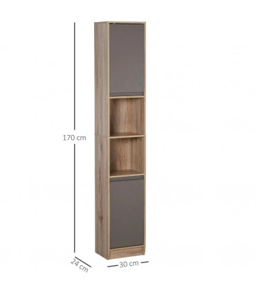 170cm Freestanding Storage Cabinet Slimline Unit w/ 2 Cupboards 2 Compartments