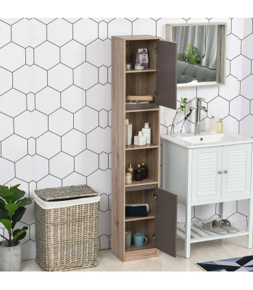 170cm Freestanding Storage Cabinet Slimline Unit w/ 2 Cupboards 2 Compartments