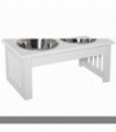 Pet Feeder Raised Elevated Stainless Steel Bowls Stand Food Water White Samll