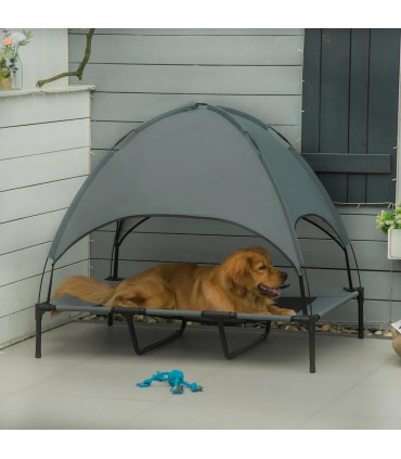 122 cm Elevated Pet Bed Dog Cot Tent with Canopy Instant Shelter Outdoor Grey