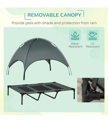 122 cm Elevated Pet Bed Dog Cot Tent with Canopy Instant Shelter Outdoor Grey