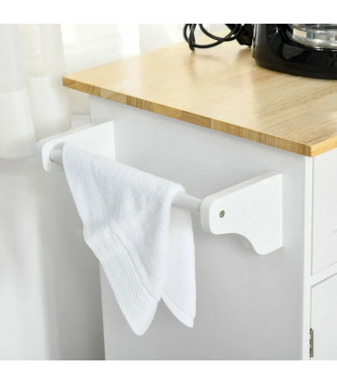 Kitchen Island Utility Cart, with 2 Storage Drawers Cabinets Dining Room White