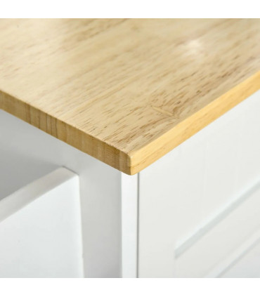 Kitchen Island Utility Cart, with 2 Storage Drawers Cabinets Dining Room White