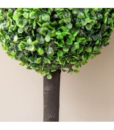 HOMCOM Set of 2 Potted Artificial Plants Boxwood Ball Trees Outdoor, 60cm