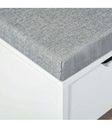 HOMCOM Shoe Storage Cabinet Bench w/ Cushion Adjustable Shelves White and Grey