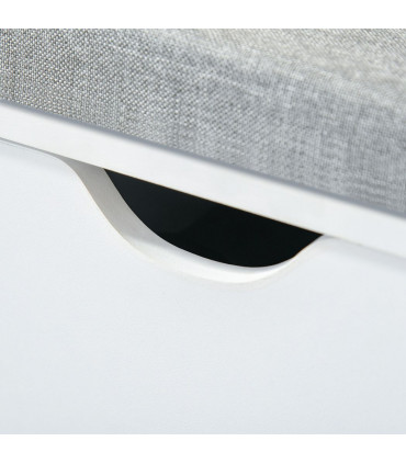 HOMCOM Shoe Storage Cabinet Bench w/ Cushion Adjustable Shelves White and Grey