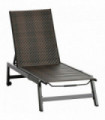 Outsunny Outdoor PE Rattan Sun Loungers w/ 5-Position Backrest & Wheels, Brown