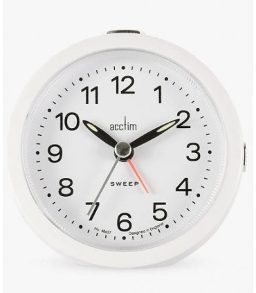 Acctim Elana White Non-Ticking Sweep Analogue Alarm Clock 15762