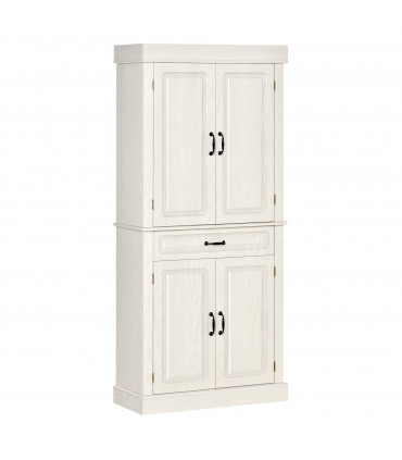HOMCOM 180cm Kitchen Pantry Storage Cabinet Server Food Organizer, White