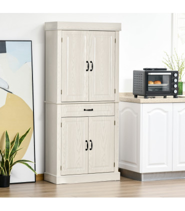 HOMCOM 180cm Kitchen Pantry Storage Cabinet Server Food Organizer, White