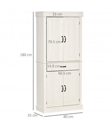 HOMCOM 180cm Kitchen Pantry Storage Cabinet Server Food Organizer, White