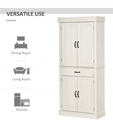 HOMCOM 180cm Kitchen Pantry Storage Cabinet Server Food Organizer, White