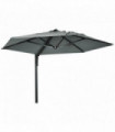 Outsunny Wall-Mounted Parasol Patio Umbrella with Hand to Push System Grey