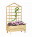 Outsunny Wooden Garden Planters with Trellis for Vine Climbing Plants, Natural