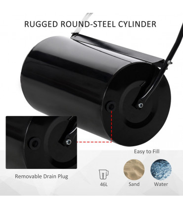 DURHAND Heavy Duty Garden Lawn Roller Push Tow Water Sand Filled 46L Equipment