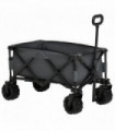 Outsunny Outdoor Cart Folding Cargo Wagon Trailer Beach w/ Handle Dark Grey