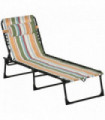 Outsunny Folding Beach Chair Chaise Lounge 4 Adjustable Positions, Multicolored