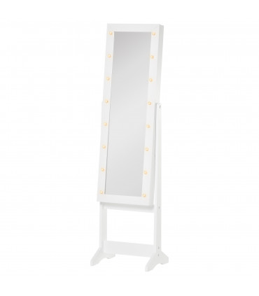 LED Mirrored Jewellery Cabinet, 36Lx30Wx136H cm-White