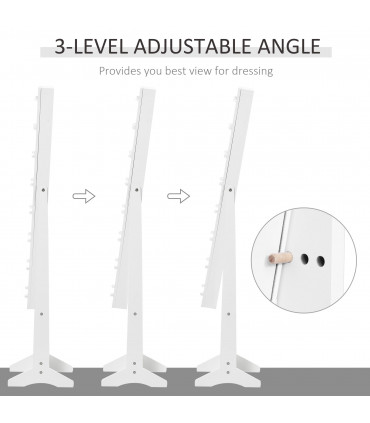 LED Mirrored Jewellery Cabinet, 36Lx30Wx136H cm-White
