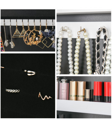 LED Mirrored Jewellery Cabinet, 36Lx30Wx136H cm-White