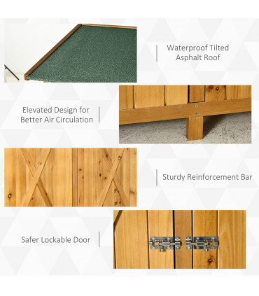 Garden Storage Shed Tool Organizer w/ Table, 140x75x157cm, Natural