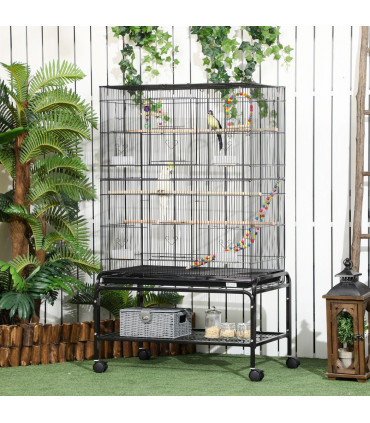 Bird Cage, with Stand, Wheels, Toys, for Budgies, Finches, Parakeets