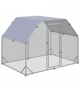 Chicken Run W/ Roof, Walk In Chicken Coop for 4-6 Chickens, Hen House