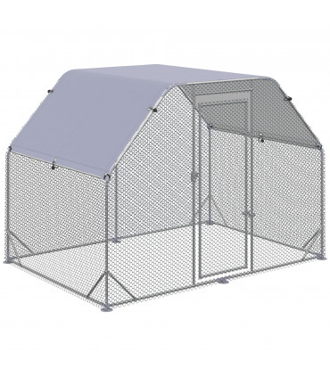 Chicken Run W/ Roof, Walk In Chicken Coop for 4-6 Chickens, Hen House