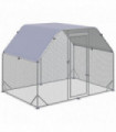 Chicken Run W/ Roof, Walk In Chicken Coop for 4-6 Chickens, Hen House