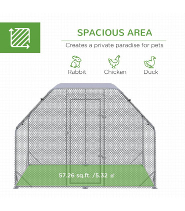 Chicken Run W/ Roof, Walk In Chicken Coop for 4-6 Chickens, Hen House