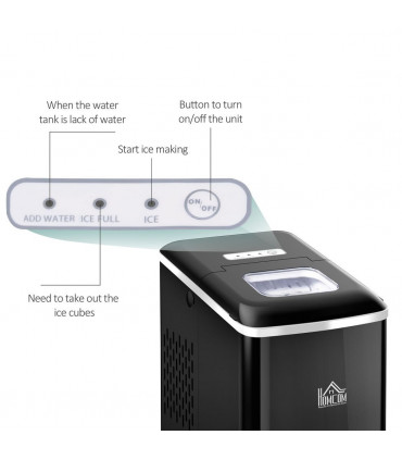 Ice Maker 12kg/24H Production with Scoop Basket for Home Office Black