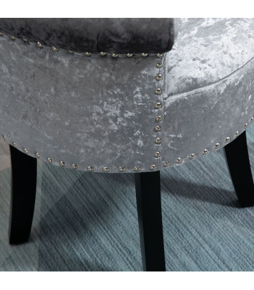 Dressing Table Stool Vanity Seat w/ Rubber Wood Legs Bedroom - Grey