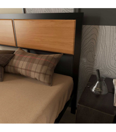 Double Size Bed Frame Steel Bed Base with Headboard 147 x 197cm Brown