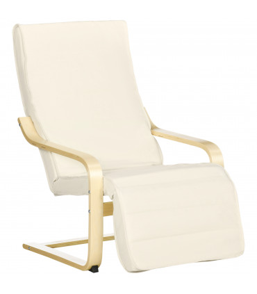 Lounge Chair Recliner Adjustable Footrest Home Cream White
