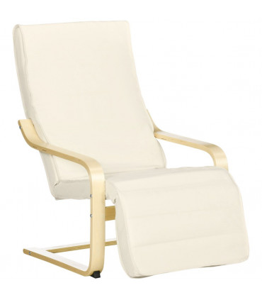 Lounge Chair Recliner Adjustable Footrest Home Cream White