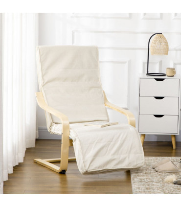 Lounge Chair Recliner Adjustable Footrest Home Cream White